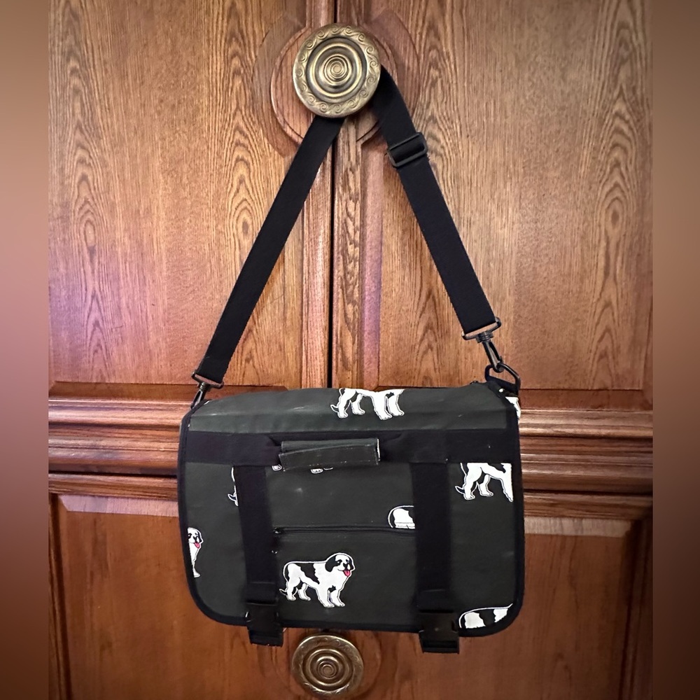 VTG Big Dogs 100% Cotton Canvas Traveler Expandable Messenger Bag Bernard- RARE